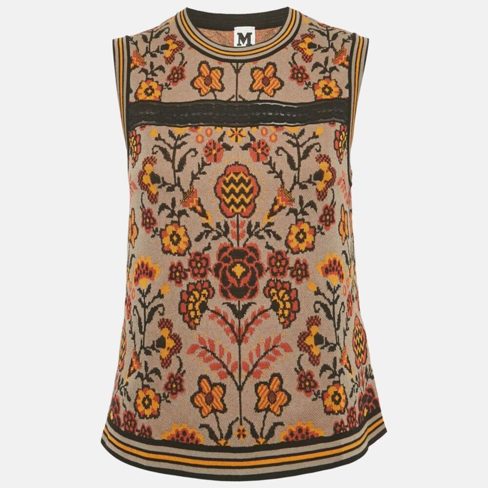 M Missoni Brown Floral Pattern Knit Sleeveless Top M